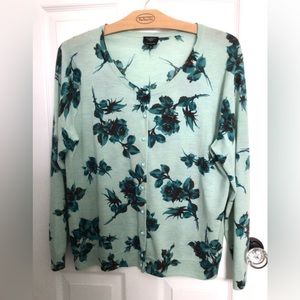 TALBOTS 2X Spring Aqua & Teal Cardigan Sweater